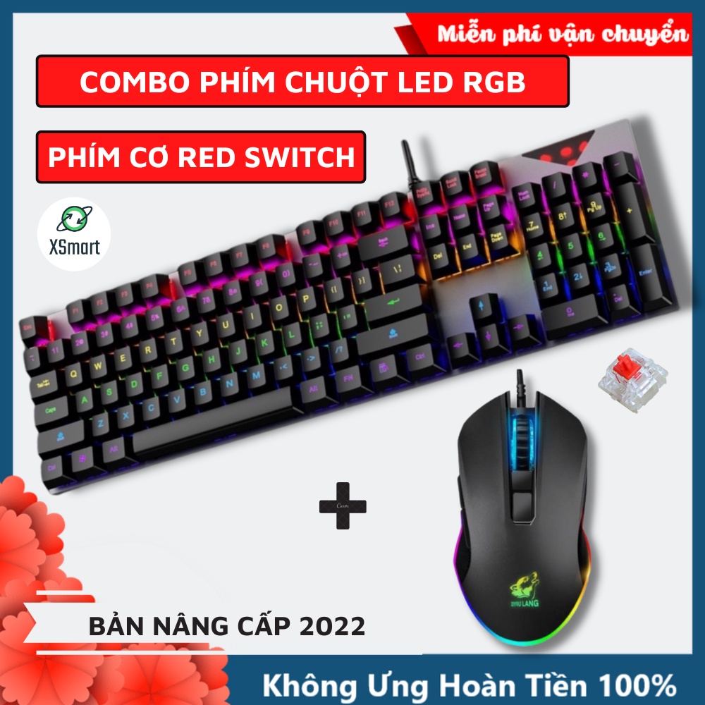 Bộ Bàn Phím Và Chuột LED 20 Chế Độ Cực Đẹp, Phím Chuẩn Cơ Red Switch Gõ Siêu Đã, Chống nước chơi game chính hãng K1+V1