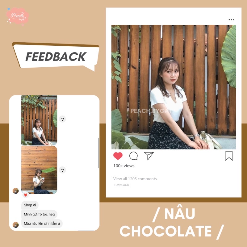 Thuốc nhuộm tóc NÂU CHOCOLATE không cần dùng thuốc tẩy tóc của Peachbygat , Peach bygat