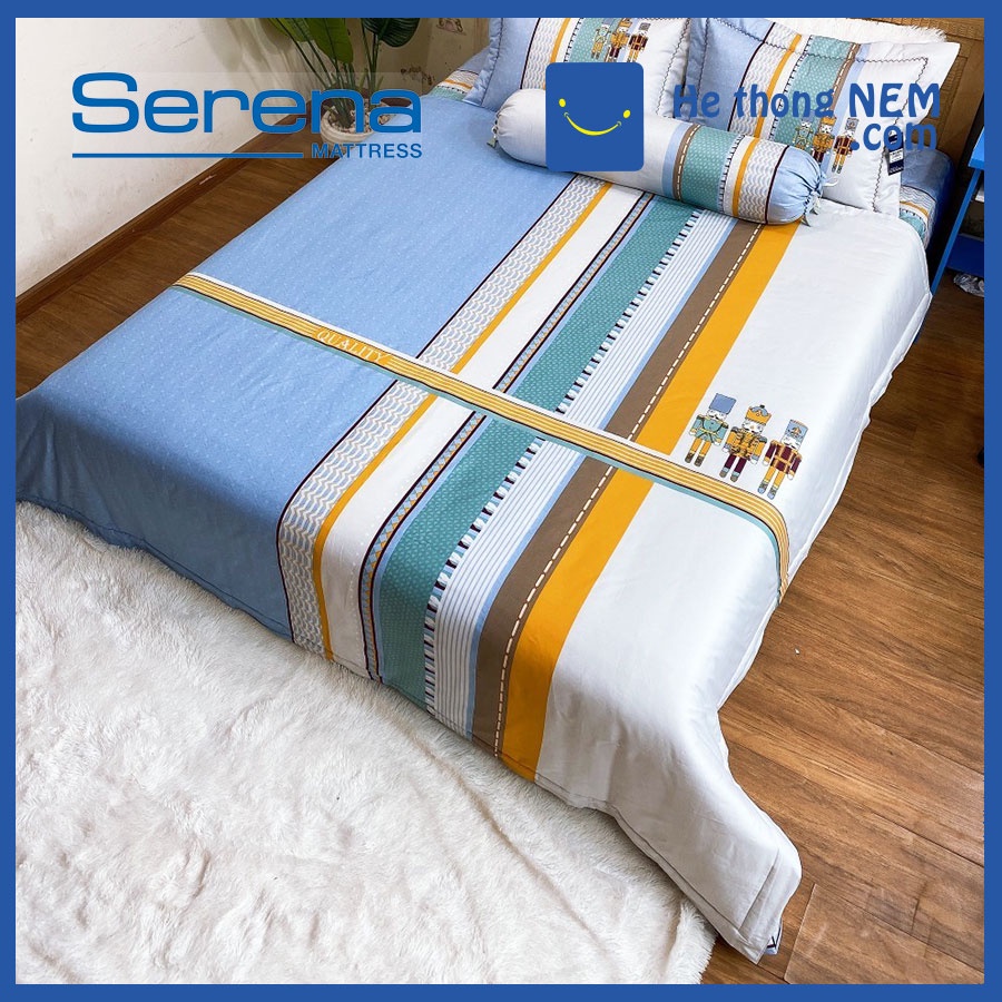 Bộ ga giường Tencel SERENA cao cấp set 5 món chăn ga và vỏ gối trần bông - Hệ Thống Nệm