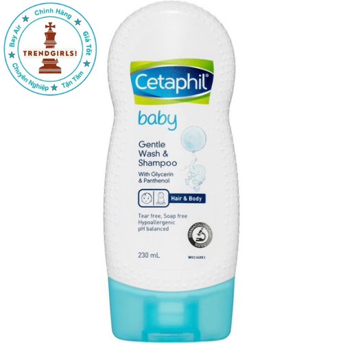 Sữa tắm gội toàn thân cho bé 2in1 Cetaphil Baby Wash &amp; Shampoo, Úc (230ml/400ml) cho trẻ từ sơ sinh