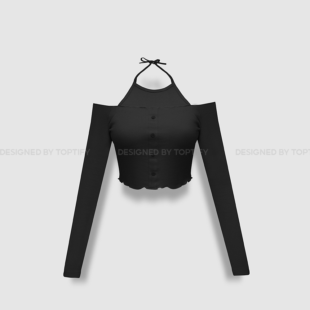 Áo croptop nữ body dài tay TOPTIFY cổ yếm hở vai Miami Vice Top | BigBuy360 - bigbuy360.vn