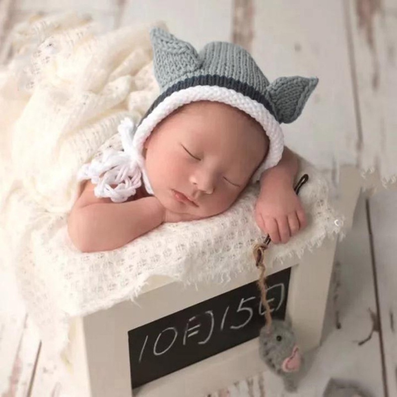 Mũ Beanie Đan Len Dễ Thương Làm Phụ Kiện Chụp Ảnh Cho Bé Sơ Sinh