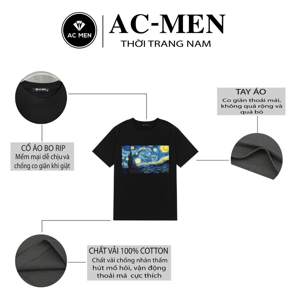 Áo thun tay lỡ AC MEN phông Unisex nam nữ Cotton oversize form rộng họa tiết in hình