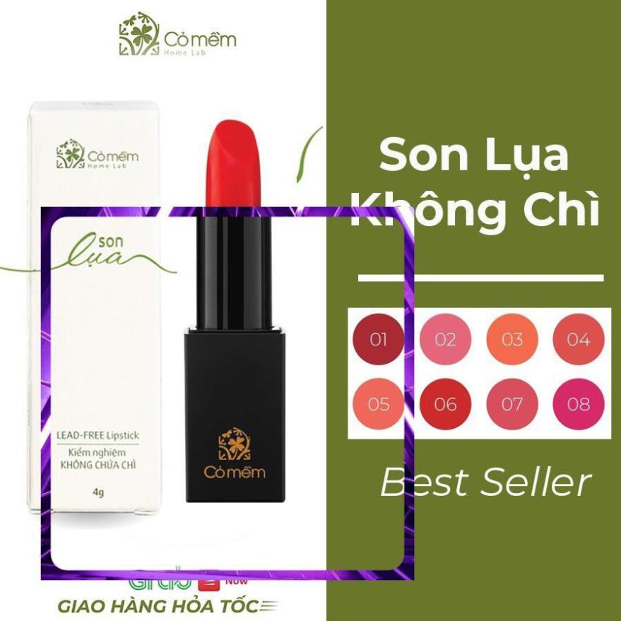 Son Lụa Hữu cơ Không Chì - Son Môi Thiên Nhiên An Toàn Cho Bà Bầu Cỏ Mềm