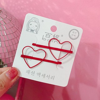 Set 2 Kẹp Tóc Xước Trái Tim