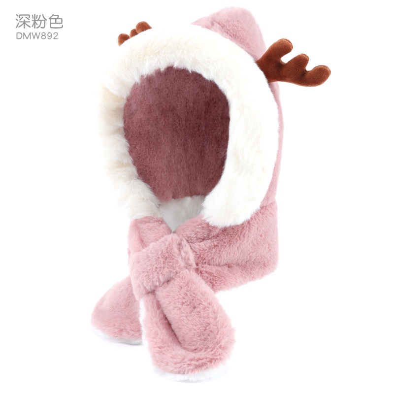 PVN39083 Mũ trẻ em mùa đông lót lông sừng hươu cute nón kèm khăn siêu ấm cho bé hàng Quảng Châu