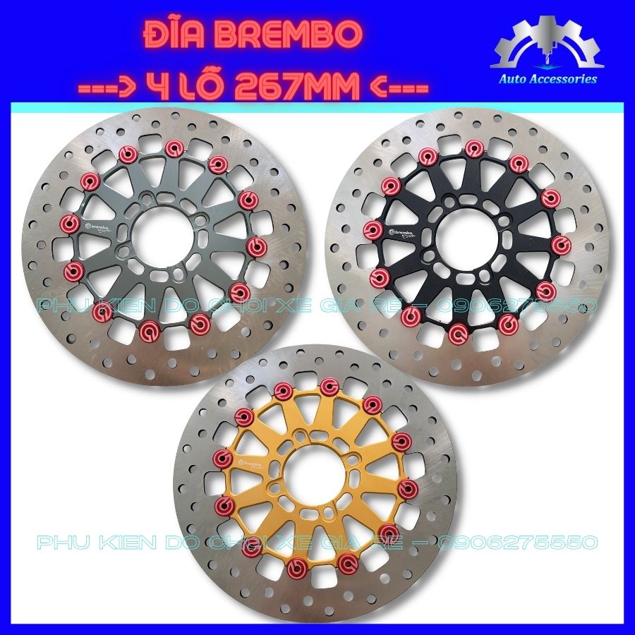 NEW HOT 100% - Đĩa Thắng Trước 267mm BRCMBE 4 lỗ Thông Dụng, Lắp được Tất Cả các dòng xe Honda Yamaha - CỰC NÉT