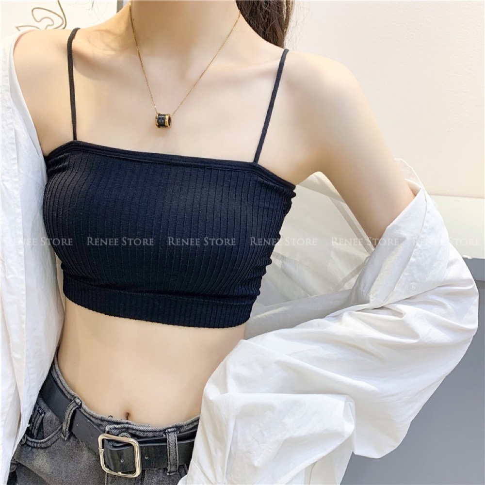 Áo bra 2 dây RENEE áo quây cotton gân tăm đệm mỏng không gọng trẻ trung - AL70