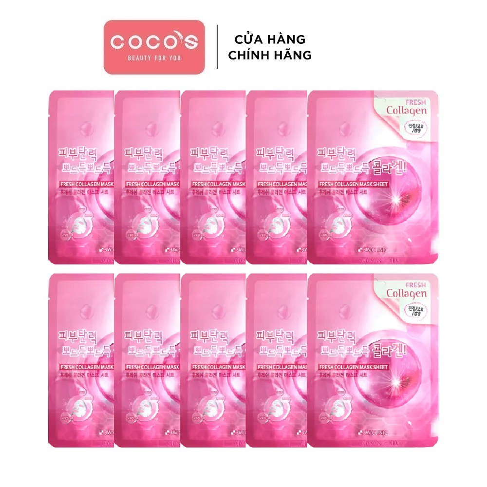 Combo 10 Mặt nạ Dưỡng Da Collagen 3W Clinic Fresh Mask Sheet 23ml x 10