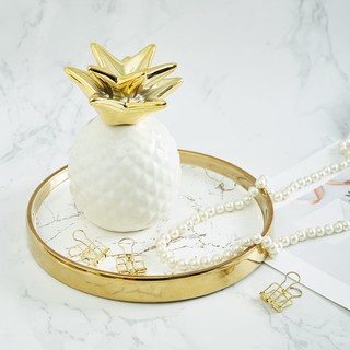 Khay đựng nước hoa, mỹ phẩm vân đá marble đường kính 19 cm