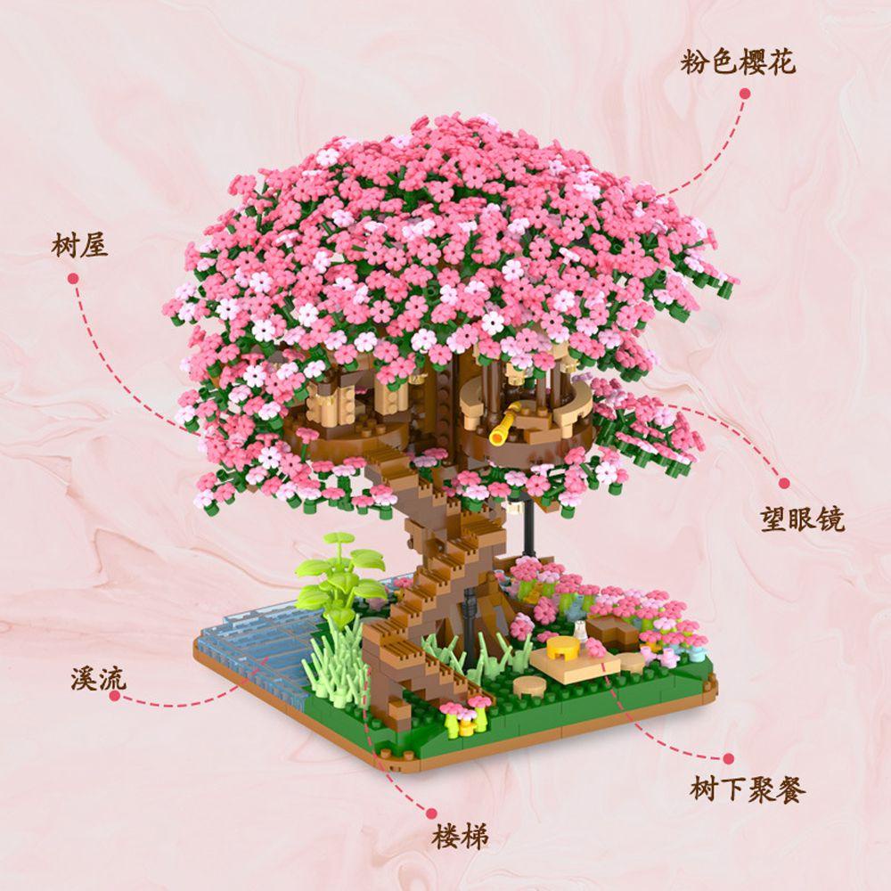 Bộ Đồ Chơi Lắp Ráp Mô Hình Cây Hoa Anh Đào Bằng Nhựa DIY