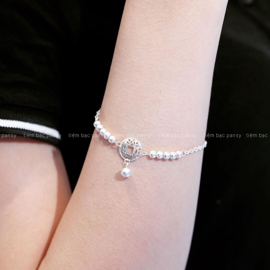 Lắc tay kim tiền PANSY bằng bạc, vòng tay bạc ta thật xinh xắn