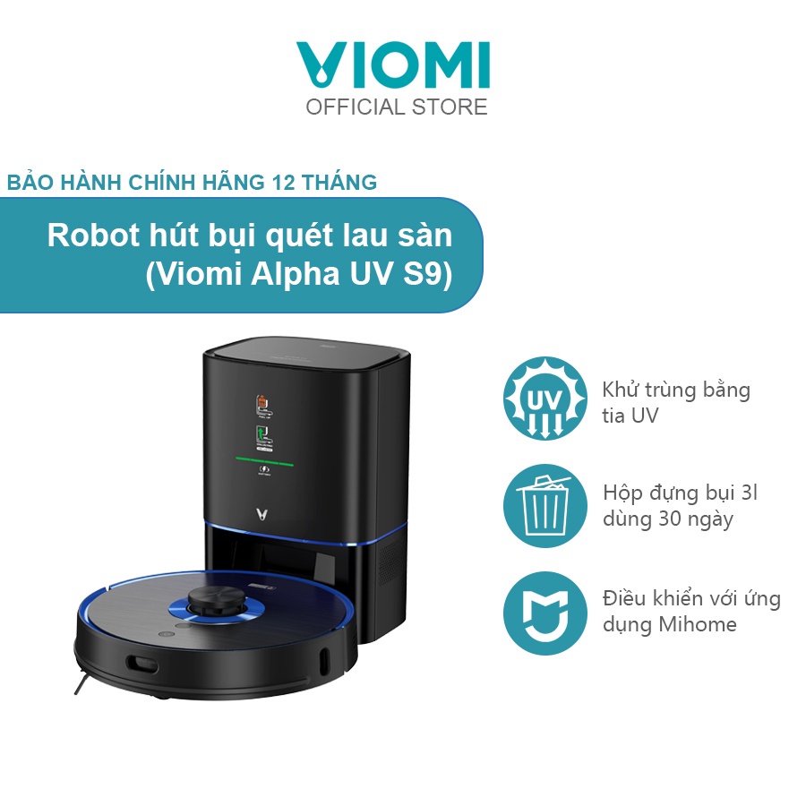 Robot hút bụi lau sàn thông minh Viomi Alpha UV S9, lực hút 2700Pa, khử trùng bằng tia UV - KHÔNG BẢO HÀNH