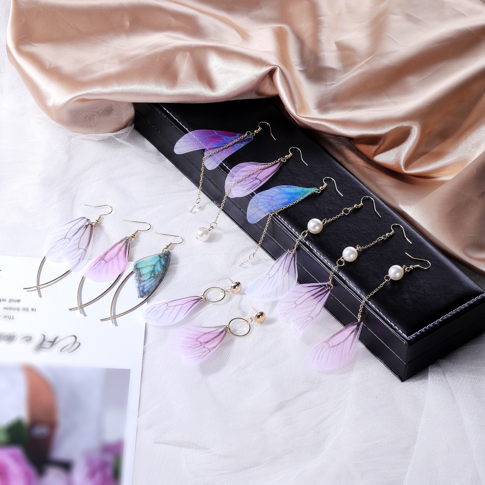 1 Đôi Bông Tai Dáng Dài Hình Cánh Bướm Phong Cách Hàn Quốc Cổ Điển