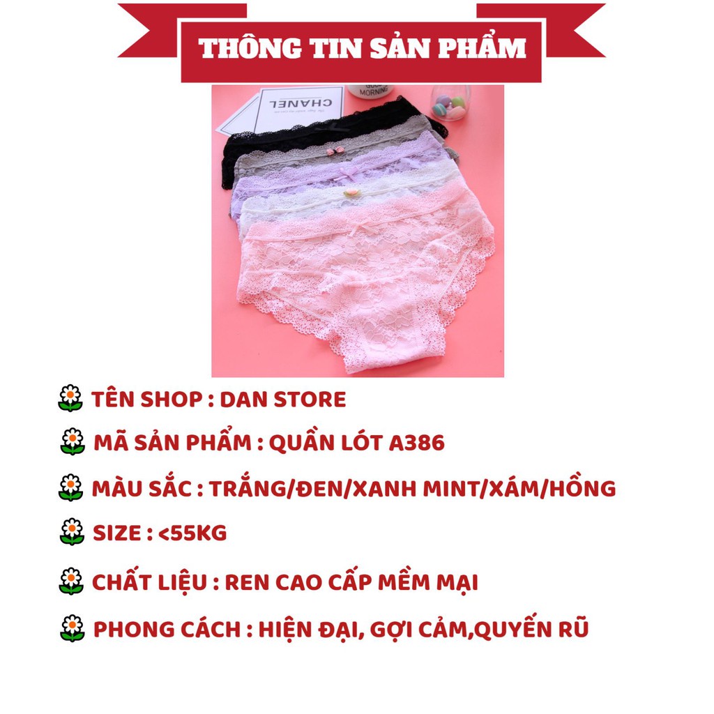 Quần Lót Nữ - Quần Lót Ren Nữ gợi cảm sexy tạo đường cong quyến rũ DAN STORE MÃ A386