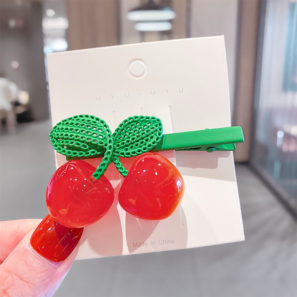 Kẹp Tóc Hình Trái Cherry Bằng Hợp Kim Nhiều Màu Dễ Thương Phong Cách Hàn Quốc Cho Nữ