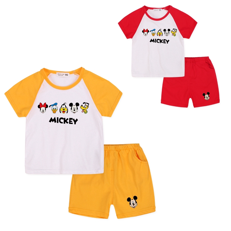 Set Áo Thun Tay Ngắn 100% Cotton 6 Màu &amp; Quần Dài Cho Bé