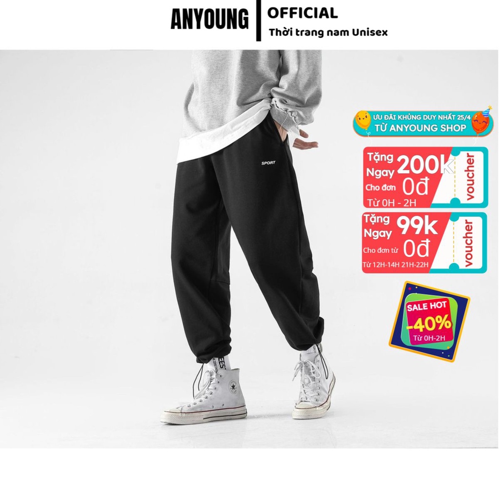 Quần Jogger Nam Nữ chất da cá Dáng Rộng Hoặc Ống Rộng Bo Chun Rút Gấu 2 Dáng Trong 1 Phong Cách Thể Thao