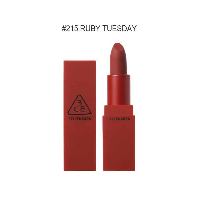 [MATTE] 3CE RED RECIPE LIP COLOR màu 215 RUBY TUESDAY son thỏi lì