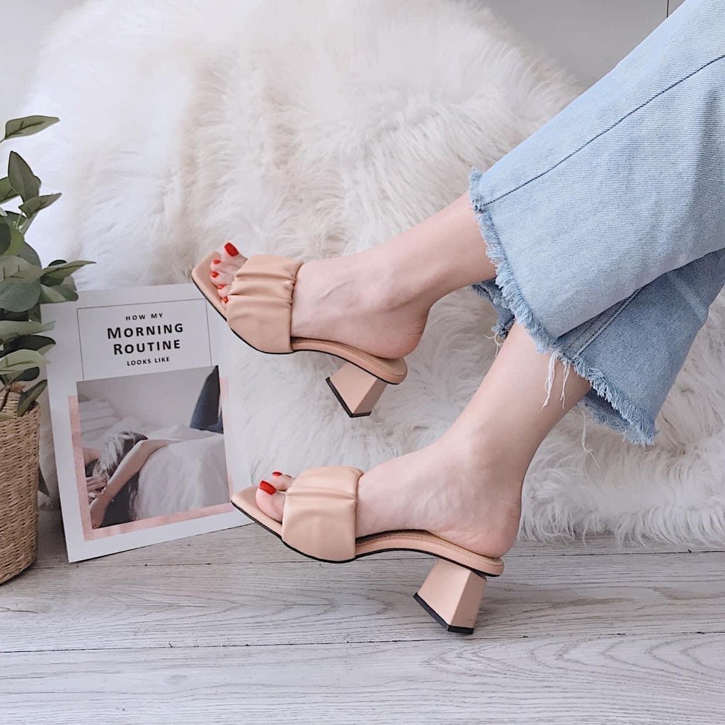 Guốc / Dép cao gót quai nhún bản to phong cách hàn quốc cao 6cm - g63