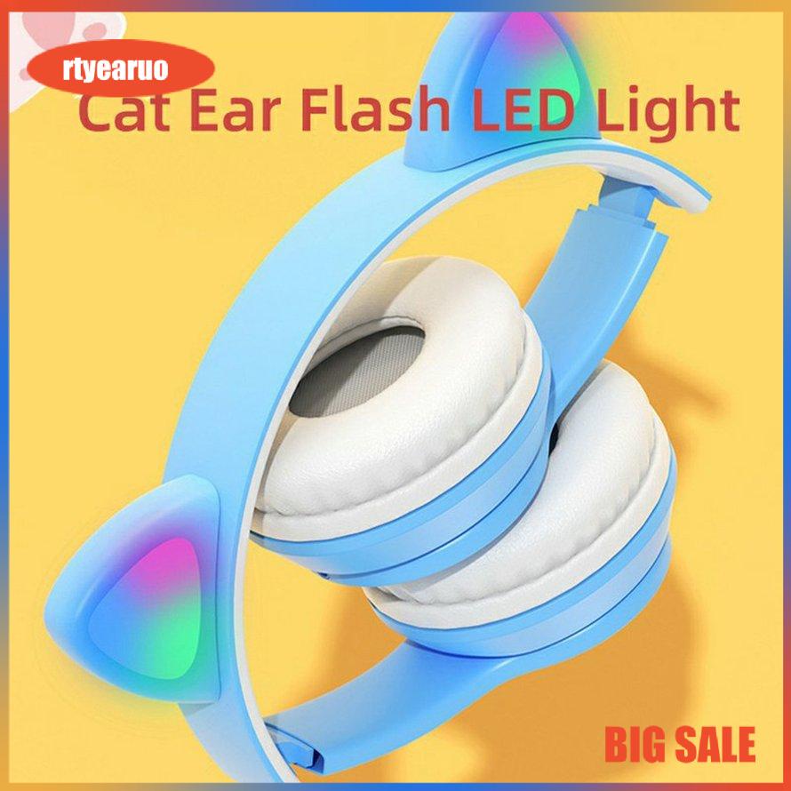 ✨Tai Nghe Chụp Tai Bluetooth P47✨Tai mèo phát sáng Tai nghe âm thanh nổi song phương Tai nghe công suất thấp
