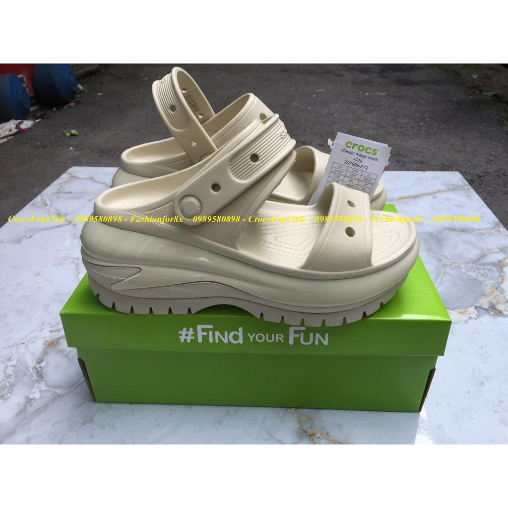 Crocs- dép sandal mega Crush bóng nam nữ model 2023, hàng đang hot, đế cao 8cm, tặng 10 charm ngẫu nhiên, pb209