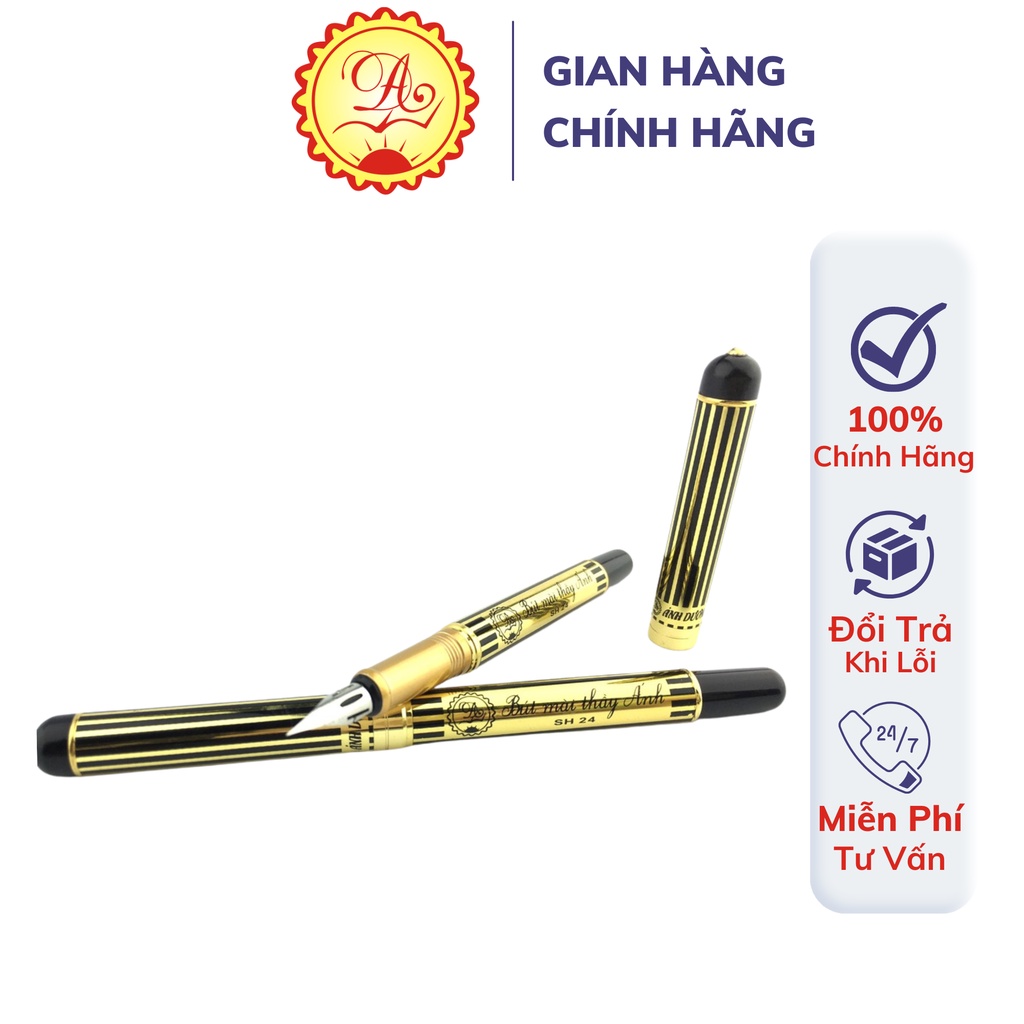 Bút máy luyện viết chữ đẹp Bút mài thầy Ánh ngòi Gold/S màu vàng kẻ sọc đen sang trọng cao cấp SH 024