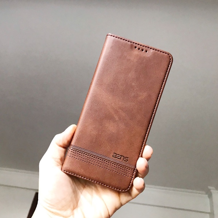 Bao da ốp lưng điện thoại Samsung M21 M20 kèm ví gập nắp da thật mềm mịn - azns