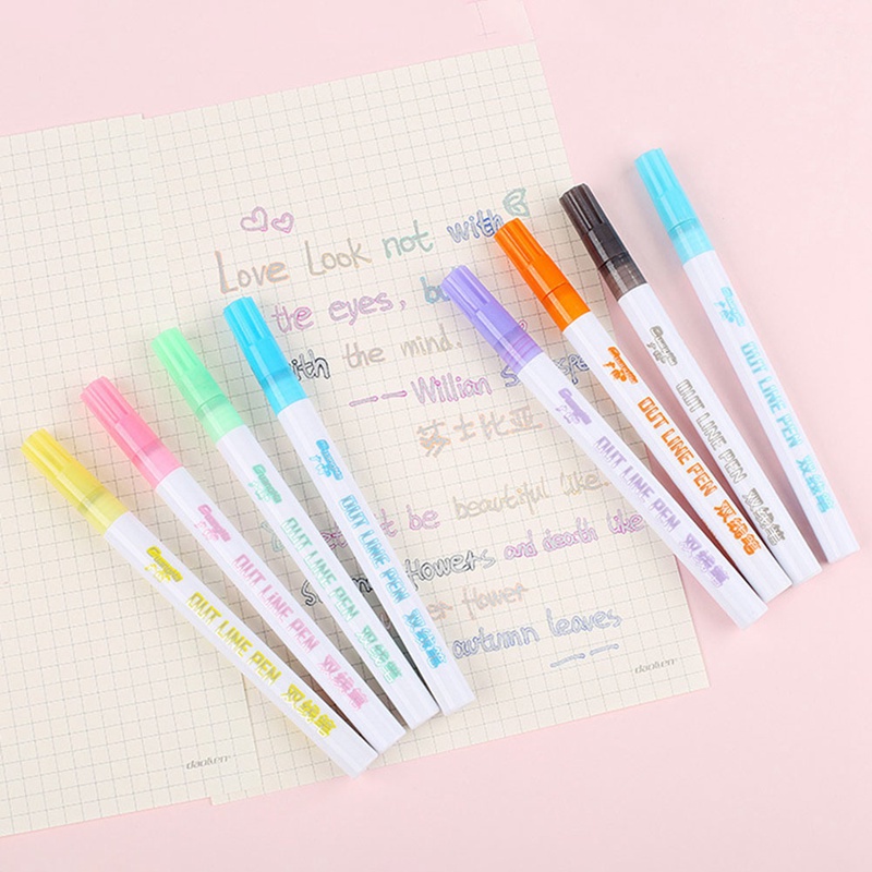 Set 8 Bút Hai Đầu Hỗ Trợ Vẽ Và Viết Chữ