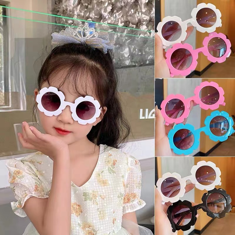 Kính Mát Tròng Màu Trơn Chống Tia UV Dễ Thương Thời Trang Cho Bé Trai Và Gái