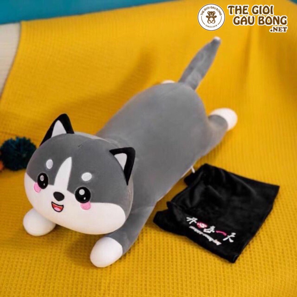 Gối Ôm Cho Bé, Gối Ôm Hình Thú Mèo Husky - Gấu Bông Mèo Mắt Tròn Size 50cm