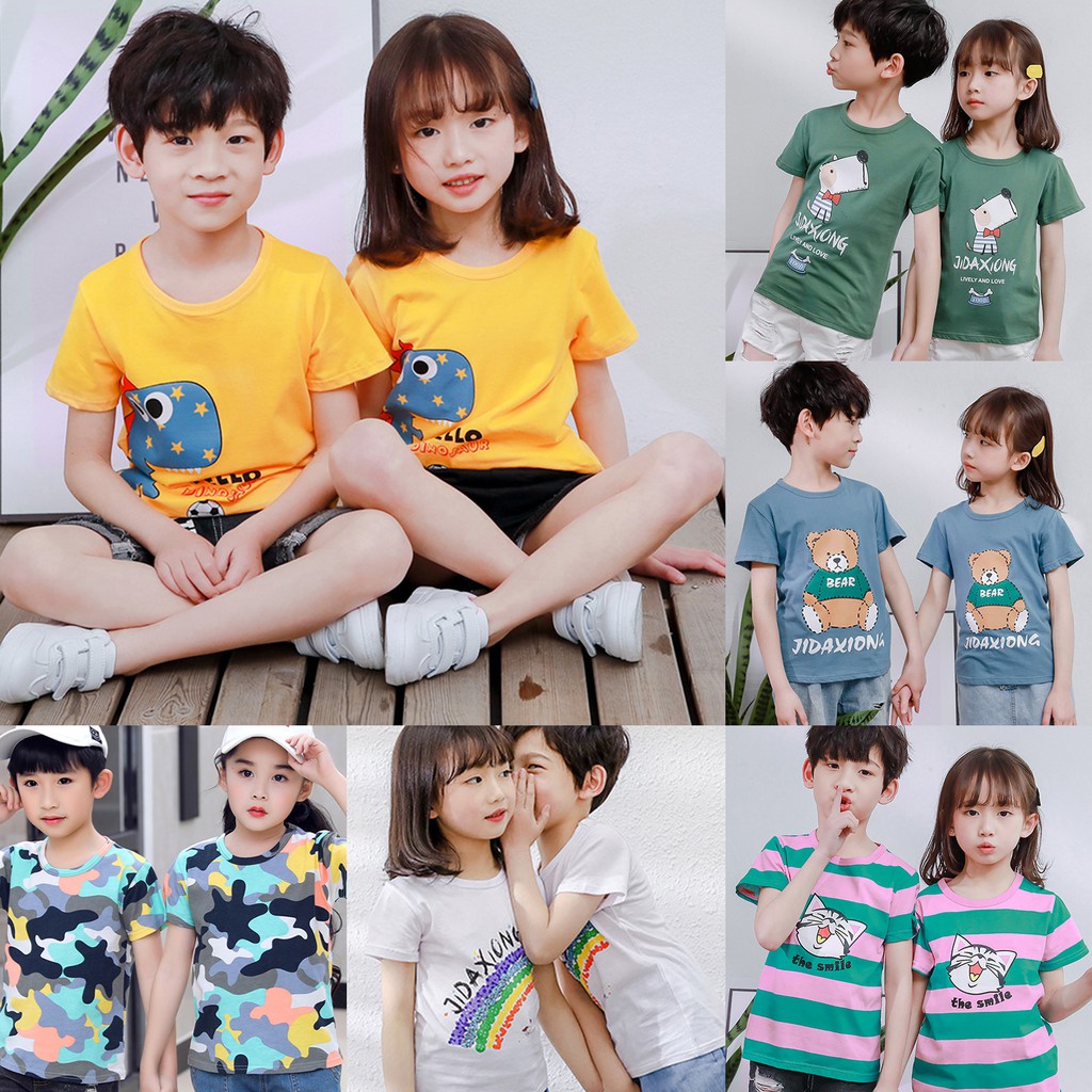 Áo Thun Tay Ngắn In Hình Dễ Thương Cho Bé 3-12 Tuổi