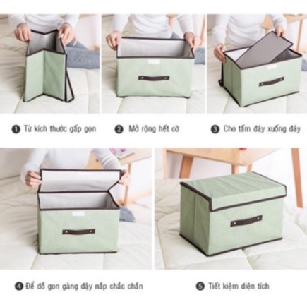Hộp Đựng Quần Áo Hộp Vải Đựng Chăn Màn Khung Thép Lắp Ghép Đa Năng Tiện Lợi ComBo 2 Hộp Vải