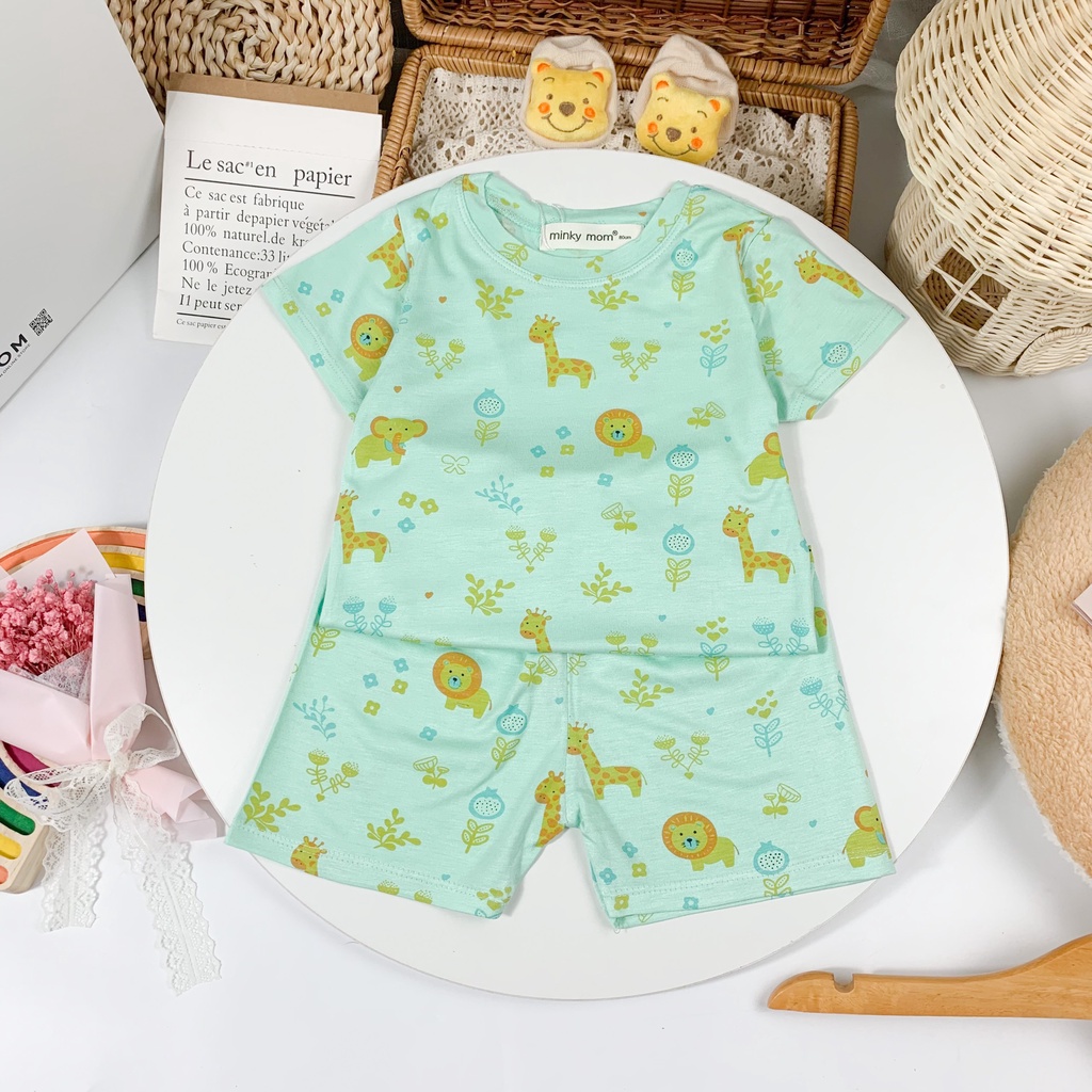 [SALE] Bộ Cộc Tay Cho Bé Trai, Bé Gái Minky Mom Vải Thun Lạnh Hoạ Tiết Ô Tô Cỏ Cây, Đồ Bộ Cho Bé Mặc Nhà MKM2206