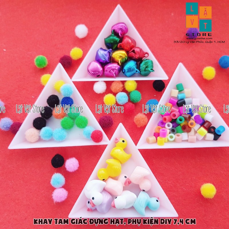 Khay nhựa dẻo 7,4 cm đựng hạt Perler Beads, hột Cườm, Phụ kiện làm Nail