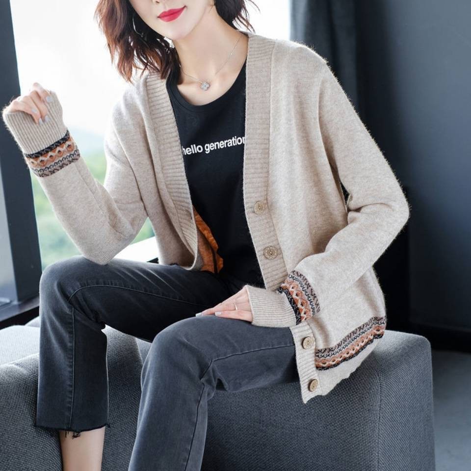 Dệt kim ♤Áo khoác Cardigan dệt kim mỏng họa tiết hoa thời trang 2020 cho nữ✸