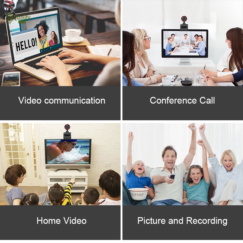 Webcam HD PC có mic dây cắm USB, Digital External Webcam Camera Kết nối USB không cần trình điều khiển 1024x768