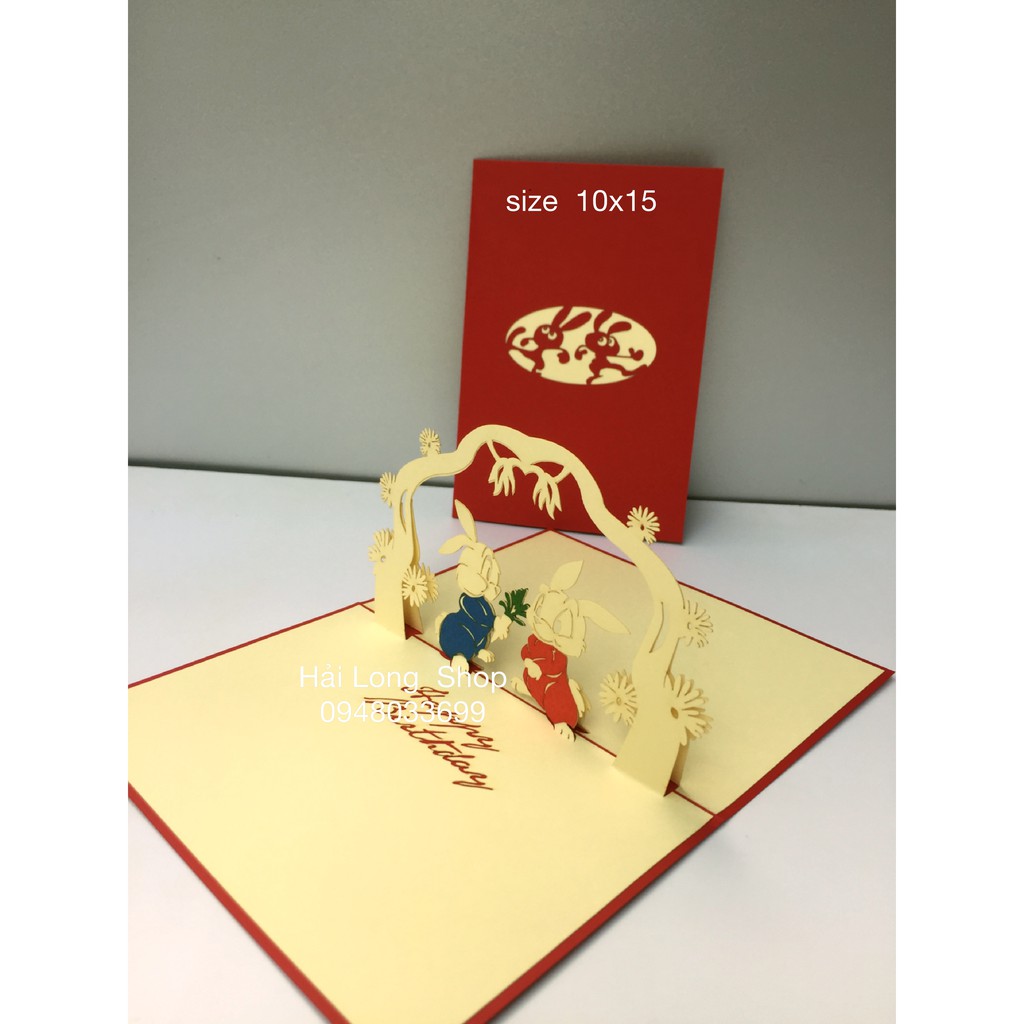 Thỏ Tặng Hoa ( Rabbit ) - Sinh Nhật - Birthday - Thiệp 3D | BigBuy360 - bigbuy360.vn