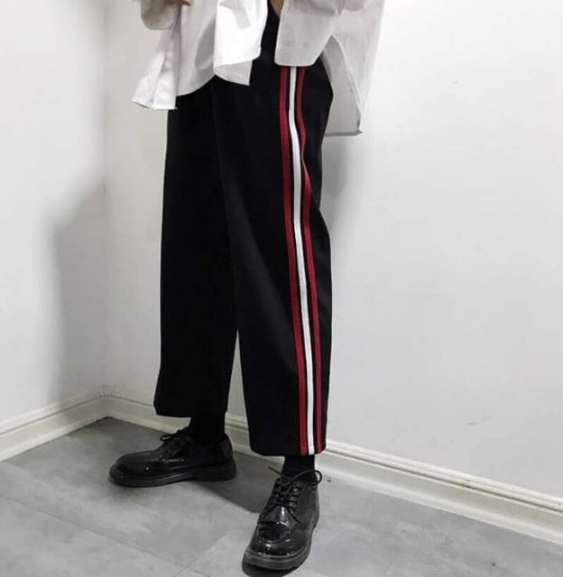 Quần Line Pants Da Cá Sọc Đỏ Hình Thật