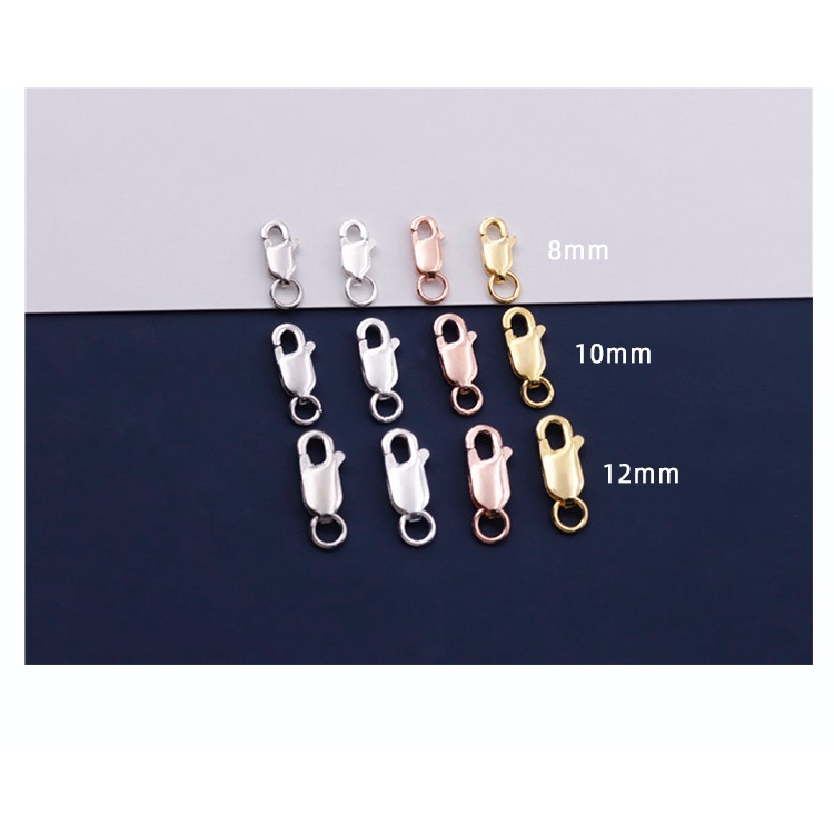 Khóa Lò Xo Bằng Bạc Sterling S925 Hình Chữ Nhật Dùng Làm Vòng Tay / Dây Chuyền Thủ Công DIY