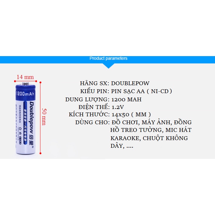 Bộ Sạc Pin AA và AAA Doublepow DP-B02 và Pin tiểu sạc AA 1200 mAh, Pin đũa sạc AAA 900 mAh