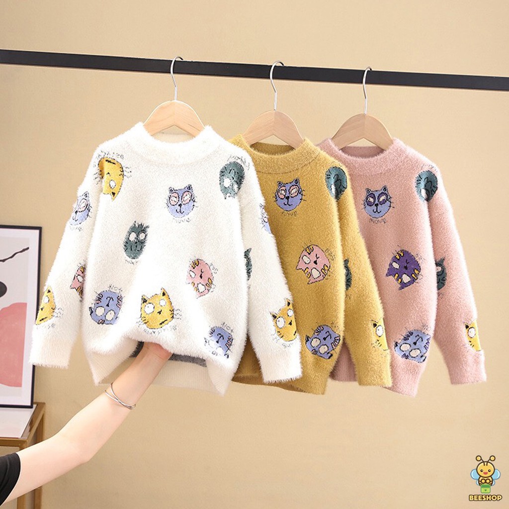Áo len cho bé gái size đại thời trang trẻ em thu đông BEESHOP D21084