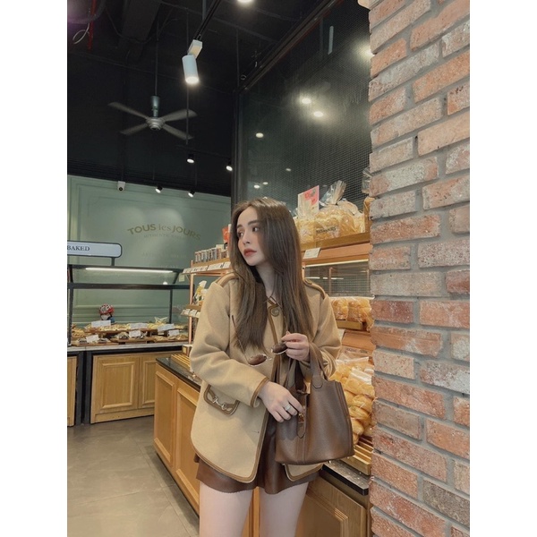 Áo dạ màu nâu siêu tây  , hàng 2 lớp