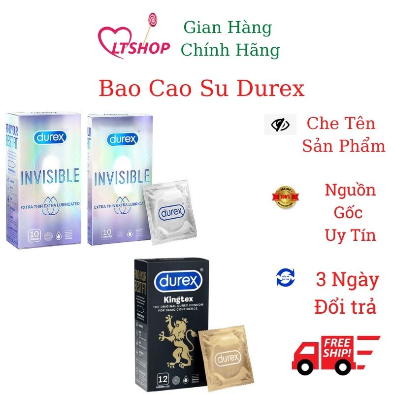 Bộ 2 Hộp Bao Cao Su Durex Invisible Extralube (10 Cái/Hộp) + Tặng 1h durex kingtex 12c