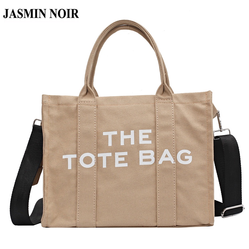 Túi xách JASMIN NOIR đeo vai hình vuông cỡ lớn bằng vải canvas thiết kế đơn giản thời trang cho nữ