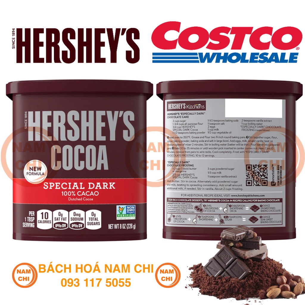 [DARK CACAO] Bột Cacao Đen HERSHEY'S Special Dark Hộp 226g Chuẩn COSTCO - USA