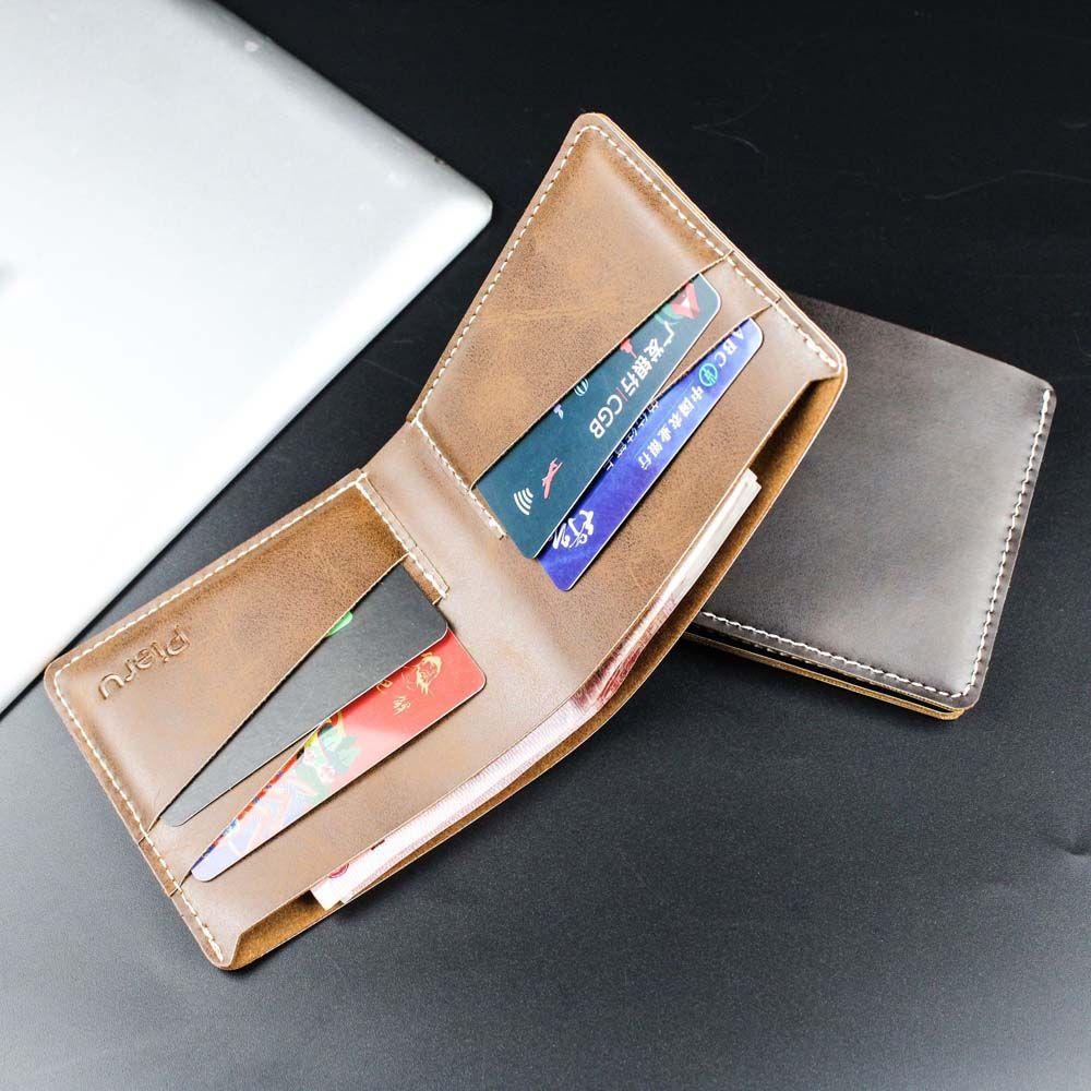 Ví Da PU Mini Siêu Mỏng Đựng Thẻ Tín Dụng / Tiền Xu Có Thể Gấp Gọn Cho Nam