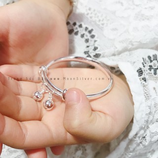 Lắc Bạc Trẻ Em Trơn Khắc Hai Chuông