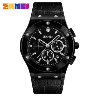 Đồng Hồ SKMEI Nam Dây Da Cao Cấp - Chạy 6 Kim - Tặng pin Dự Phòng [BẢO HÀNH CHÍNH HÃNG] .