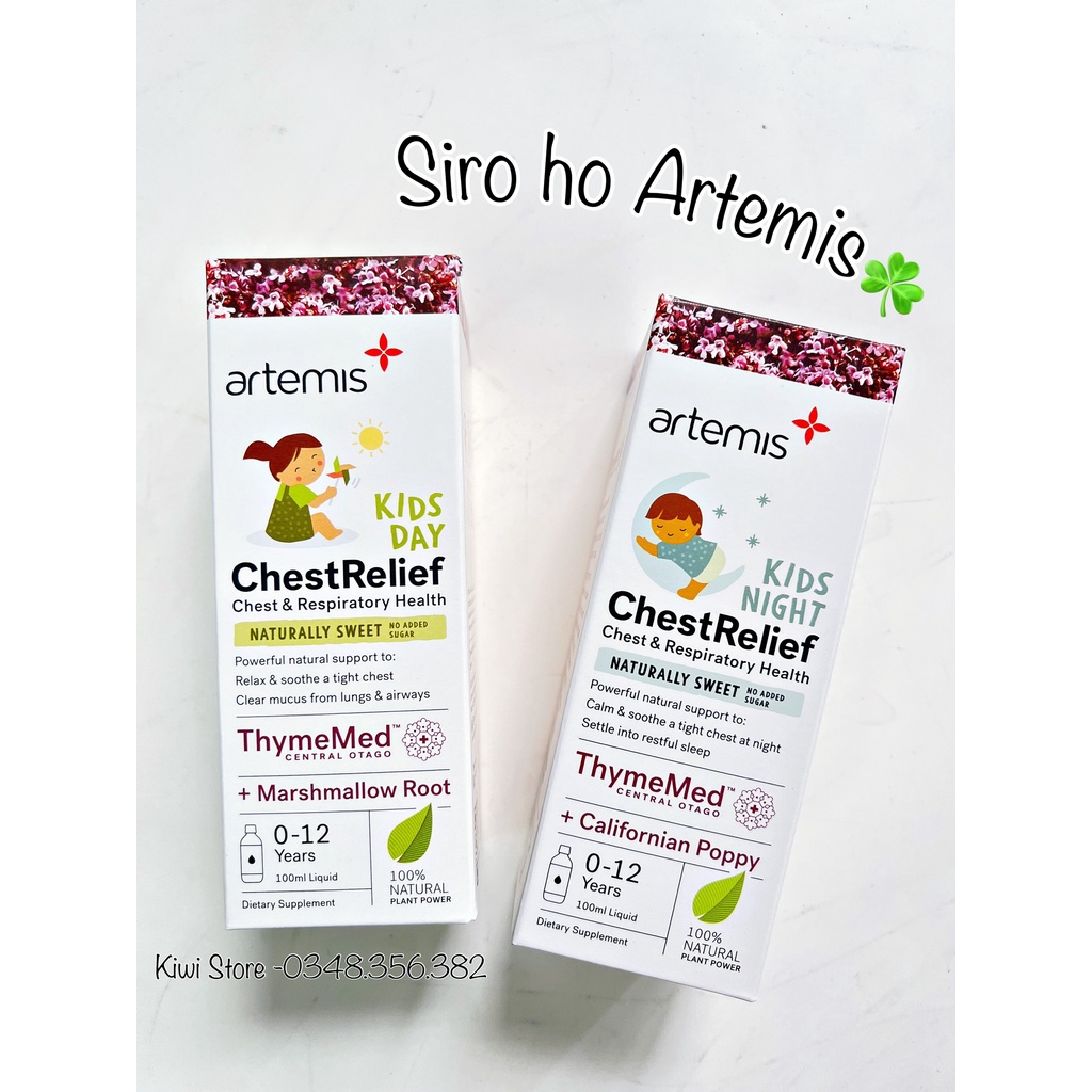 Siro ho Artemis Chest Relief Day/Night NewZealand tăng đề kháng mũi họng cho bé